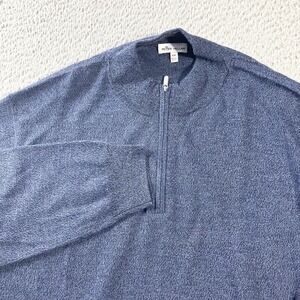 Peter Millar Sweater Mens 2XL Blue Quarter Zip Mock Neck Merino Wool Pullover